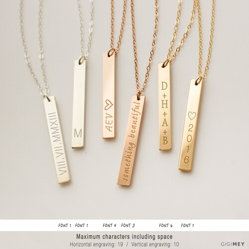 Silver Bar Necklace Silver Name Necklace Silver Name Plate Etsy Canada