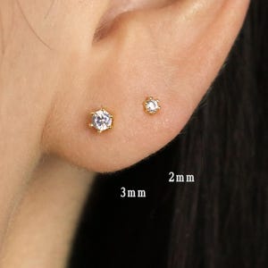 Dainty Clear Stone Stud, Screw Ball End Earring, Minimalist Style, C-SS786 SS788 TypeB