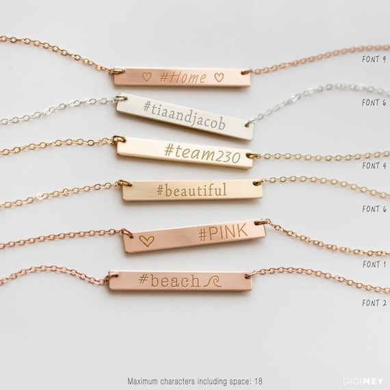 Hashtag Bar Necklace Custom Hashtag Necklace Necklace With Etsy