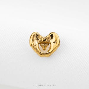 Skeleton Pelvis Stud, Threadless Flat Back Earring, Minimalist Style, C-SS1481