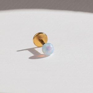 Opal Ball Lip Stud, Threadless Flat Back, Minimalist Style, C-SS587