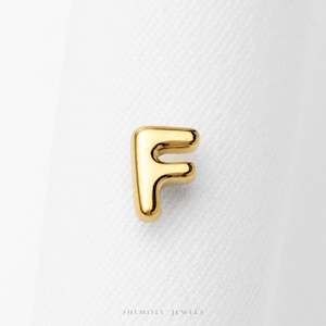 Uppercase Letter F Stud, Threadless Flat Back Earring, Minimalist Style, C-SS1626