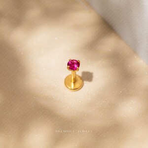 Ruby Stud, Threadless Flat Back Earring, Minimalist Style, C-SS613 SS614 SS615 SS616 zdjęcie 5