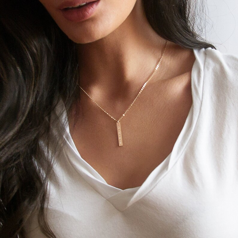 Silver Bar Necklace Silver Name Necklace Silver Name Plate Etsy