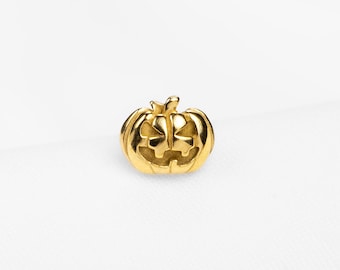 Carved Pumpkin Stud, Threadless Flat Back Earring, Minimalist Style, C-SS1230