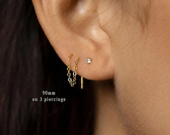 Fil d'oreille gemme blanc, clou d'oreille, style minimaliste, C-ST019 ST020 NOBKG