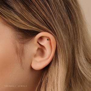 Emerald Stud, Threadless Flat Back Earring, Minimalist Style, C-SS507 SS508 SS509 SS510 image 2