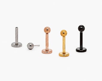 Ball Stud, Threadless Flat Back Earring, Minimalist Style, C-SS500 SS501 SS502