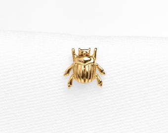 Scarab Beetle Stud, Threadless Flat Back Earring, Minimalist Style, C-SS1070