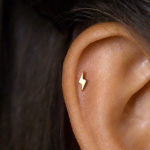 Lightning Stud, Threadless Flat Back Earring, Minimalist Style, C-SS720 image 2