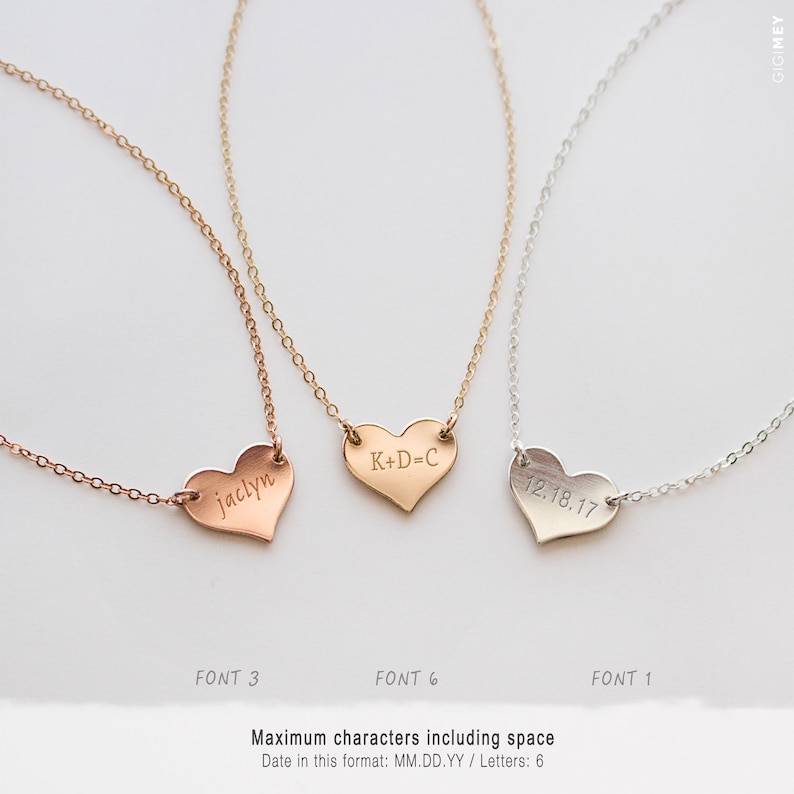 Valentines Day Necklace Personalized Heart Necklace Gold Etsy Canada