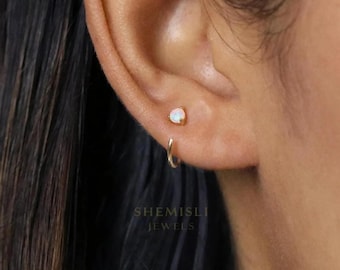 Opal Stone Ear Jacket, Stud Earring, Minimalist Style, C-SJ016 SJ017 SJ018 SJ019 SJ020 SJ013 NOBKG