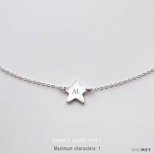 Personalized star necklace, engrave with initial, Silver star, Gold star, Rose gold star, dainty initial star necklace • NFSTh-02