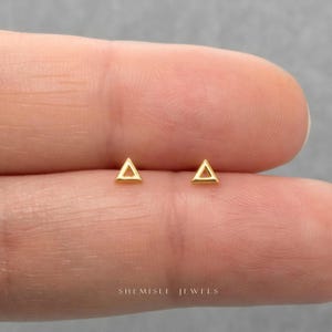 Open Triangle Stud, Butterfly End or Screw Ball End Earring, Minimalist Style, C-SS251 SS484