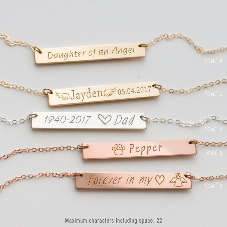 remembrance jewelry inscription