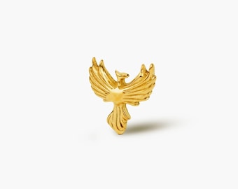 Phoenix Bird Stud, Threadless Flat Back Earring, Minimalist Style, C-SS1045