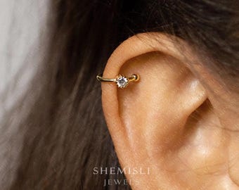 White Gemstone Ear Cuff, Helix Earring, Minimalist Style, C-SF043