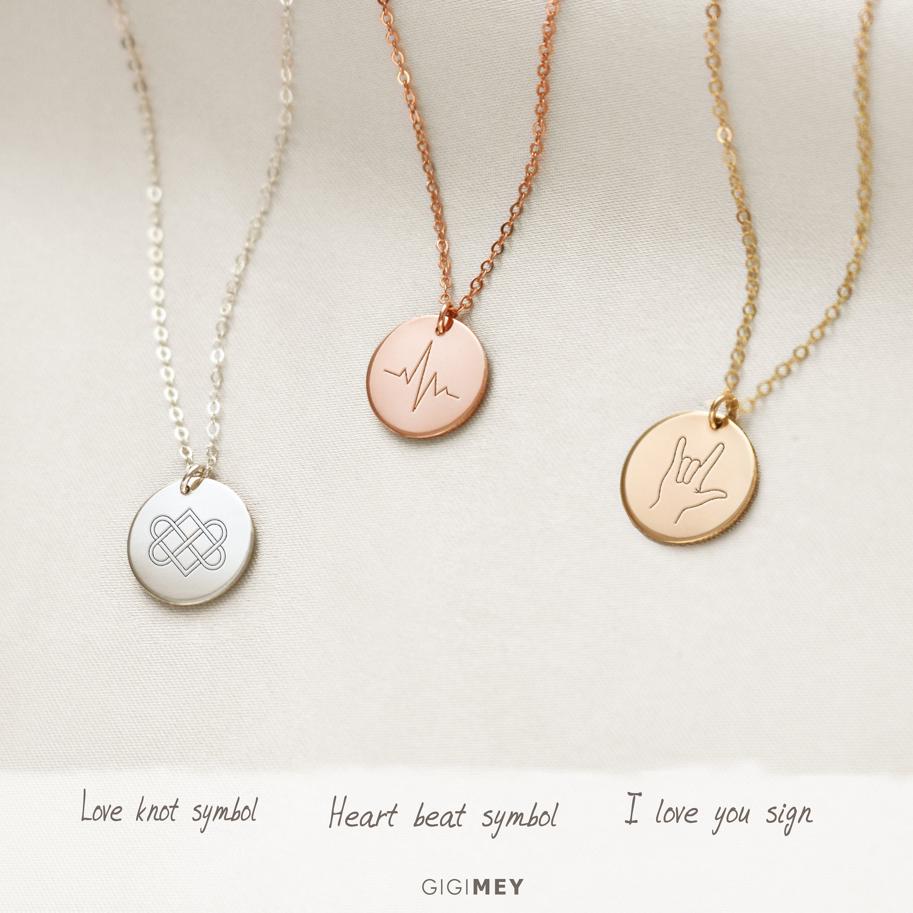 Love Necklace Custom Engraved Names Initials Monogram Symbols