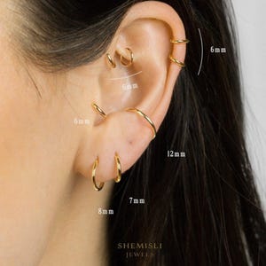 Créole fine, boucle d'oreille Huggies, style minimaliste, C-SH426 SH427 SH428 SH429 SH430 SH432