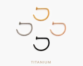 Open D-Shape Nose Ring, Septum Hoop, Minimalist Style, C-SS529 SS530 SS531 SS532