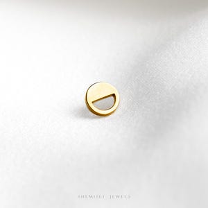 Clou demi-cercle, boucle d'oreille sans filet à dos plat, style minimaliste, C-SS1247
