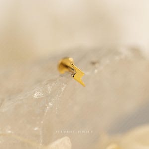 Lightning Stud, Threadless Flat Back Earring, Minimalist Style, C-SS720 image 3
