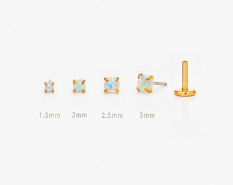 Opal Stud, Threadless Flat Back Earring, Minimalist Style, C-SS523 SS524 SS525 SS526