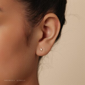 Lightning Stud, Threadless Flat Back Earring, Minimalist Style, C-SS720 image 6