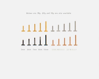 Push Pin Labret backing, Threadless Flat Back, Minimalist Style, C-SS355 SS365 SS375