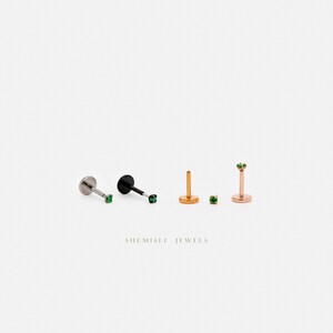 Emerald Stud, Threadless Flat Back Earring, Minimalist Style, C-SS507 SS508 SS509 SS510 image 5