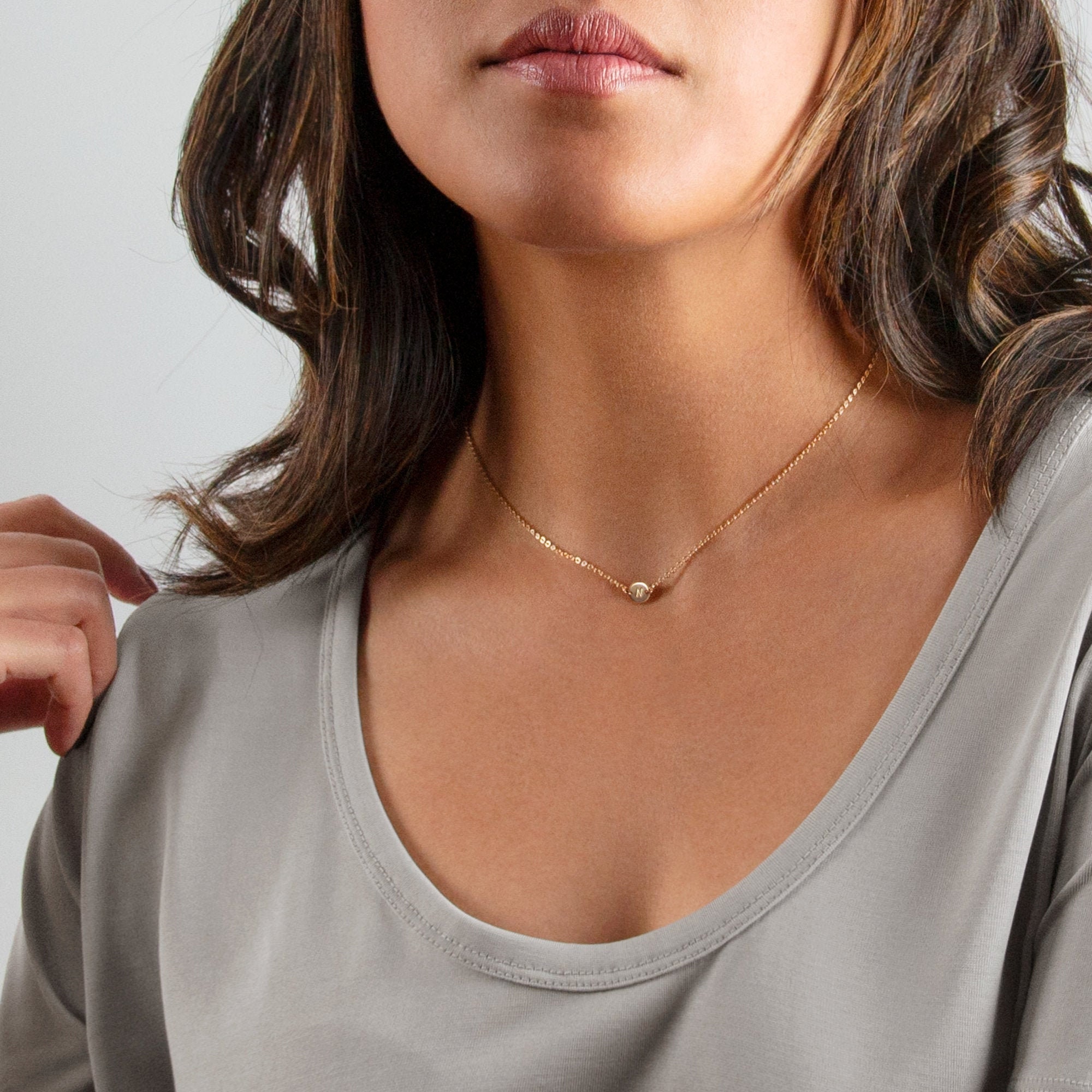 Minimal Delicate Initial Necklace 