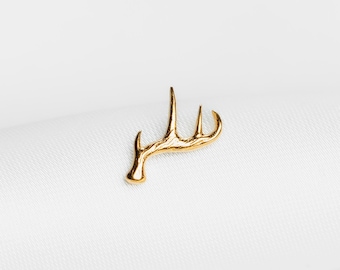 Stag Deer Antler Stud, Threadless Flat Back Earring, Minimalist Style, C-SS1183