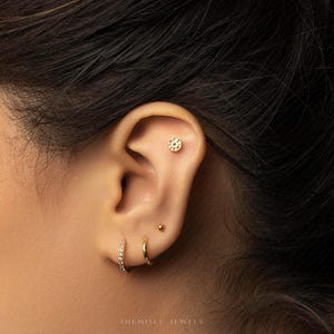 a close up of a person wearing a pair of ear piercings