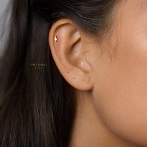 Lightning Stud, Threadless Flat Back Earring, Minimalist Style, C-SS720 image 4