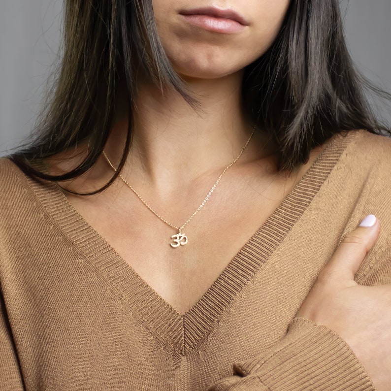 Rose Pink Gold \u2022 N071 Sterling Silver Gold OM Necklace