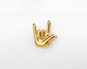 I-Love-You-Hand Gesture Stud, Threadless Flat Back Earring, Minimalist Style