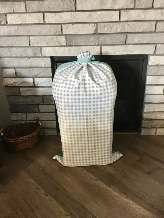 Blue Gingham Extra Large 24 X 44 Fabric Gift Bag For A Baby Image 0