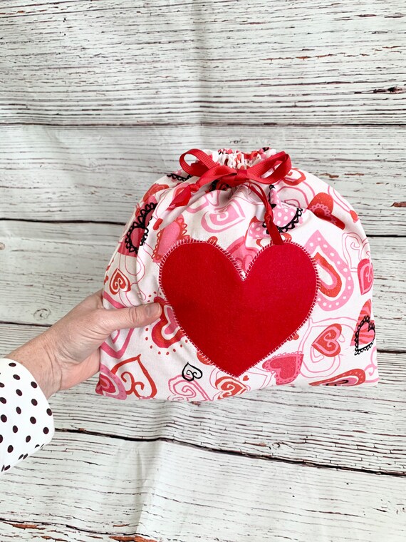 Packaging/Gift Bag/Present/Favour Fabric Blue Love Heart Drawstring Pouch