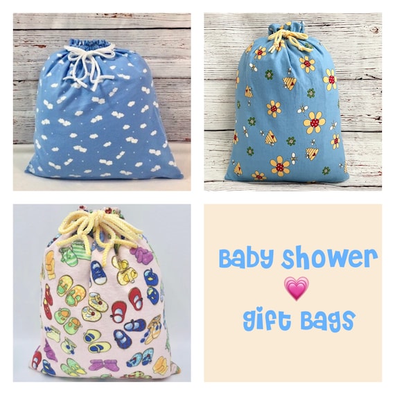 Baby shower large fabric gift bag, Clouds, Bees or Shoes, 1st birthday, reusable as toy bag, 18 x 24 or 15 x 18 can be personalized Il_570xn