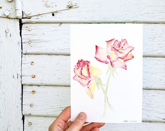 Original Watercolor / 5.5 x 7.5" / Roses