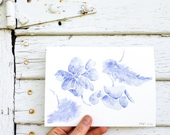 Original Watercolor / 5.5 x 7.5" / Monochrome Begonias