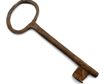 One LARGE Vintage Skeleton Key Old Rusty Iron Antique Prison Jail Cell Key Free USA Shipping LK24