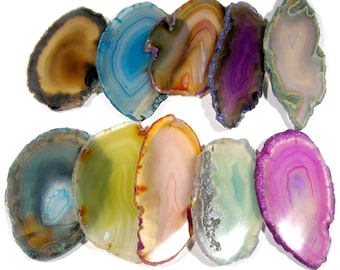 10 Agate Slices Coloured Geode Polished Slabs Brazil Agate Slice Random Selection Mix Colours FREE USA SHIPPING!