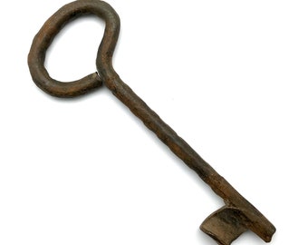 One LARGE Vintage Skeleton Key Old Rusty Iron Antique Prison Jail Cell Key Free USA Shipping LK22