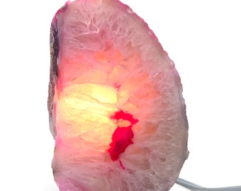 Rock Lamp Agate Geode Lamp Pink Dyed Display Specimen Unique Gift FREE USA SHIPPING! AL9