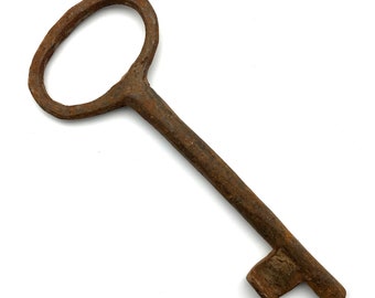 One LARGE Vintage Skeleton Key Old Rusty Iron Antique Prison Jail Cell Key Free USA Shipping LK21