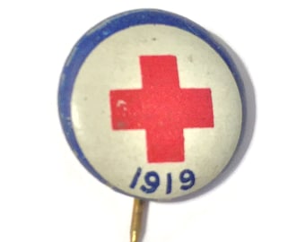 One Vintage Red Cross Pin 1919 Antique WW I Collectible ARC Pinback Randomly Selected Free USA Shipping!