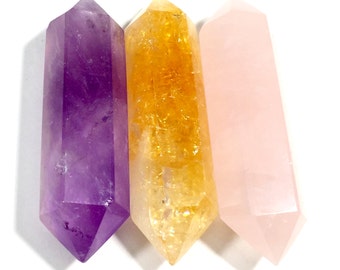 Amethyst, Citrine & Rose Quartz Double Terminated Crystal Points