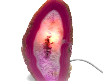 Rock Lamp Agate Geode Lamp Pink Dyed Display Specimen Unique Gift FREE USA SHIPPING! AL4