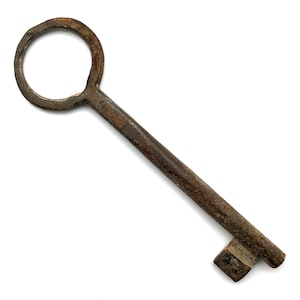 One LARGE Vintage Skeleton Key Old Rusty Iron Antique Prison Jail Cell Key Free USA Shipping LK35 image 1